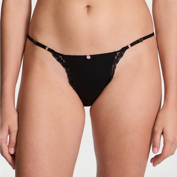 2 for $25 — Victoria’s Secret Lace-Trim Adjustable String Bikini Panty- L- NWT - Picture 2 of 3